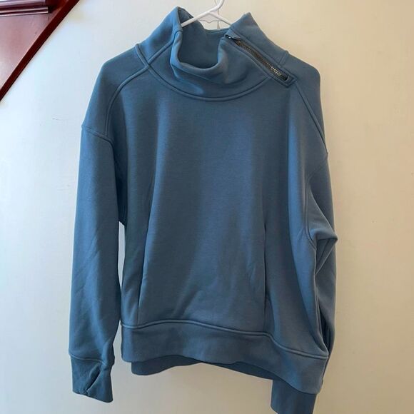 all in motion Tops - Cowl Neck Blue/Gray Sweatshirt